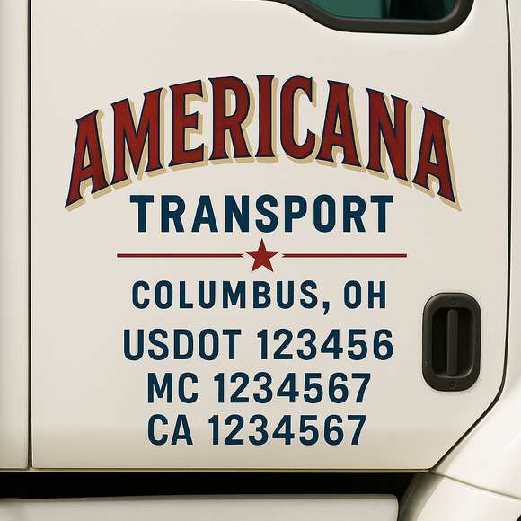 Custom Truck Door Decal Sticker Lettering Signs with US DOT, MC, CA, KYU VIN For Semi-Trucks, Work Trucks & Businesses