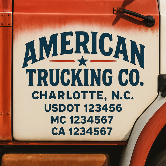 Custom Truck Door Decal Sticker Lettering Signs with US DOT, MC, CA, KYU VIN For Semi-Trucks, Work Trucks & Businesses