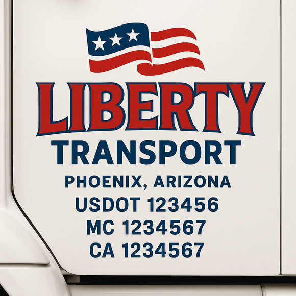 Custom Truck Door Decal Sticker Lettering Signs with US DOT, MC, CA, KYU VIN For Semi-Trucks, Work Trucks & Businesses