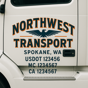 Custom Truck Door Decal Sticker Lettering Signs with US DOT, MC, CA, KYU VIN For Semi-Trucks, Work Trucks & Businesses