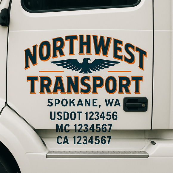 Custom Truck Door Decal Sticker Lettering Signs with US DOT, MC, CA, KYU VIN For Semi-Trucks, Work Trucks & Businesses