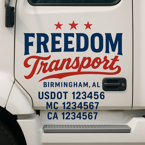 Custom Truck Door Decal Sticker Lettering Signs with US DOT, MC, CA, KYU VIN For Semi-Trucks, Work Trucks & Businesses