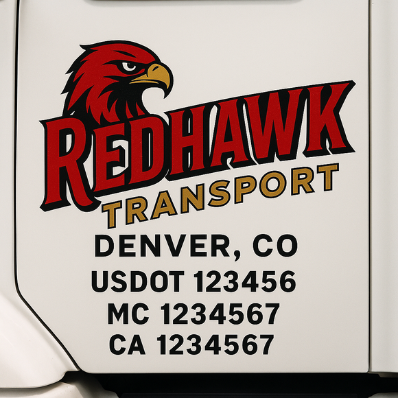 Custom Truck Door Decal Sticker Lettering Signs with US DOT, MC, CA, KYU VIN For Semi-Trucks, Work Trucks & Businesses
