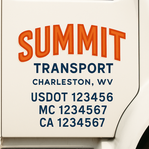 Custom Truck Door Decal Sticker Lettering Signs with US DOT, MC, CA, KYU VIN For Semi-Trucks, Work Trucks & Businesses