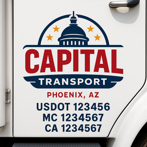 Custom Truck Door Decal Sticker Lettering Signs with US DOT, MC, CA, KYU VIN For Semi-Trucks, Work Trucks & Businesses