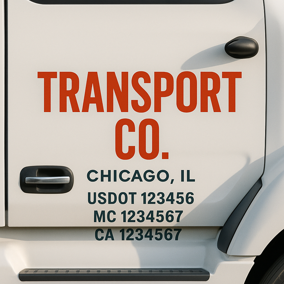 Custom Truck Door Decal Sticker Lettering Signs with US DOT, MC, CA, KYU VIN For Semi-Trucks, Work Trucks & Businesses
