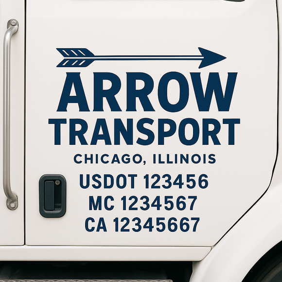 Custom Truck Door Decal Sticker Lettering Signs with US DOT, MC, CA, KYU VIN For Semi-Trucks, Work Trucks & Businesses