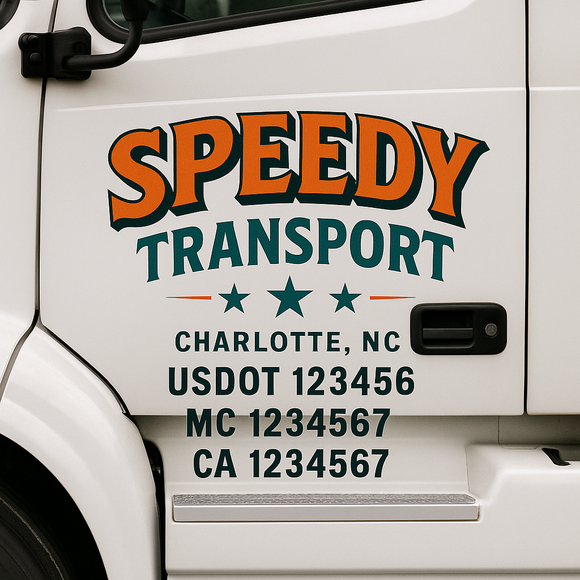 Custom Truck Door Decal Sticker Lettering Signs with US DOT, MC, CA, KYU VIN For Semi-Trucks, Work Trucks & Businesses