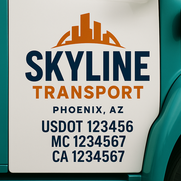 Custom Truck Door Decal Sticker Lettering Signs with US DOT, MC, CA, KYU VIN For Semi-Trucks, Work Trucks & Businesses