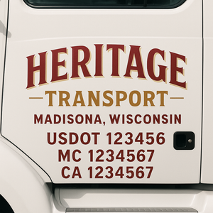 Custom Truck Door Decal Sticker Lettering Signs with US DOT, MC, CA, KYU VIN For Semi-Trucks, Work Trucks & Businesses