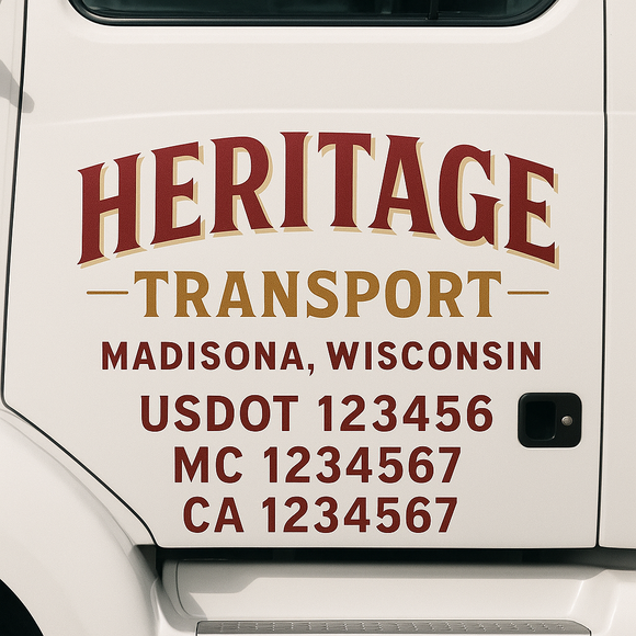 Custom Truck Door Decal Sticker Lettering Signs with US DOT, MC, CA, KYU VIN For Semi-Trucks, Work Trucks & Businesses