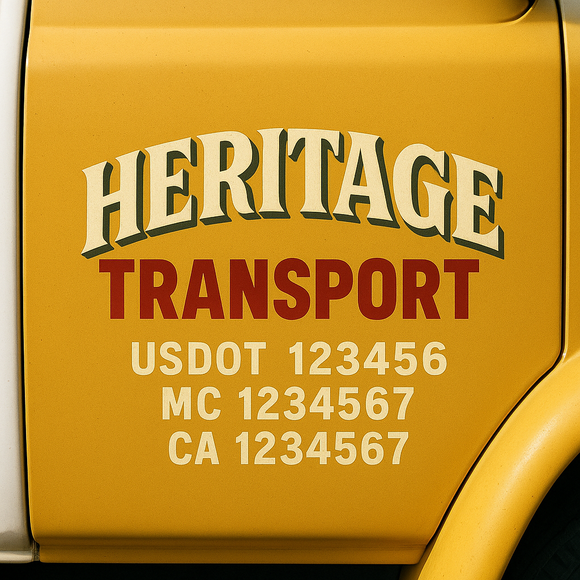 Custom Truck Door Decal Sticker Lettering Signs with US DOT, MC, CA, KYU VIN For Semi-Trucks, Work Trucks & Businesses