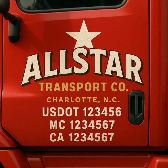 Custom Truck Door Decal Sticker Lettering Signs with US DOT, MC, CA, KYU VIN For Semi-Trucks, Work Trucks & Businesses
