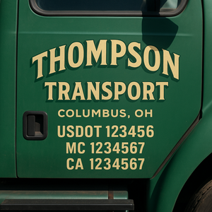 Custom Truck Door Decal Sticker Lettering Signs with US DOT, MC, CA, KYU VIN For Semi-Trucks, Work Trucks & Businesses