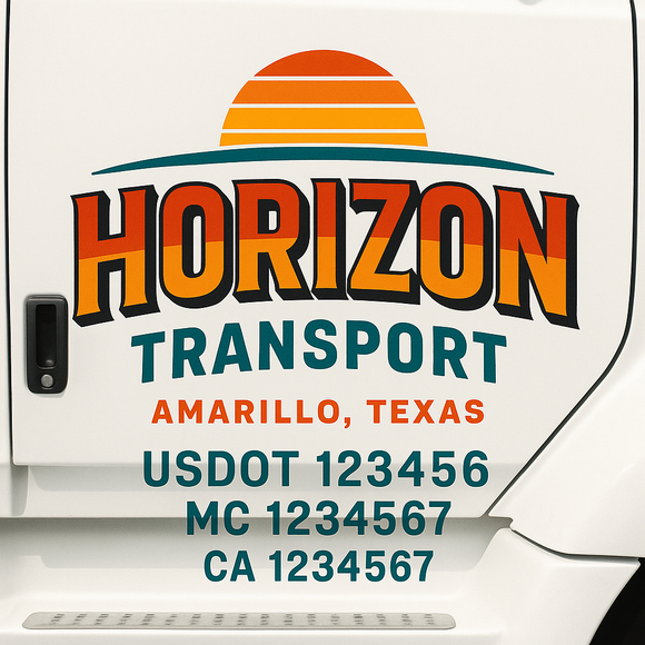 Custom Truck Door Decal Sticker Lettering Signs with US DOT, MC, CA, KYU VIN For Semi-Trucks, Work Trucks & Businesses