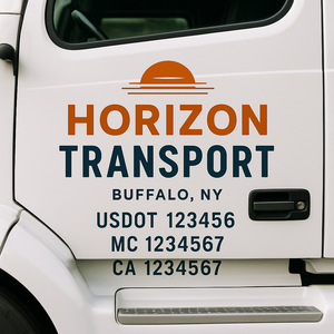 Custom Truck Door Decal Sticker Lettering Signs with US DOT, MC, CA, KYU VIN For Semi-Trucks, Work Trucks & Businesses