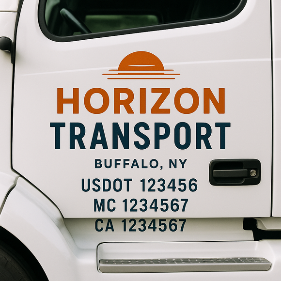 Custom Truck Door Decal Sticker Lettering Signs with US DOT, MC, CA, KYU VIN For Semi-Trucks, Work Trucks & Businesses