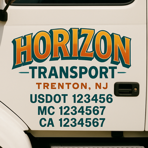 Custom Truck Door Decal Sticker Lettering Signs with US DOT, MC, CA, KYU VIN For Semi-Trucks, Work Trucks & Businesses