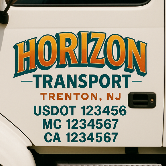 Custom Truck Door Decal Sticker Lettering Signs with US DOT, MC, CA, KYU VIN For Semi-Trucks, Work Trucks & Businesses