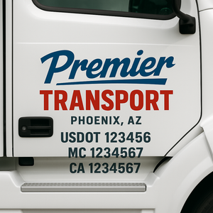 Custom Truck Door Decal Sticker Lettering Signs with US DOT, MC, CA, KYU VIN For Semi-Trucks, Work Trucks & Businesses
