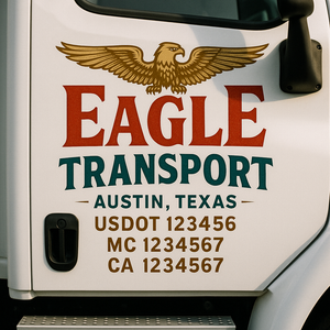 Custom Truck Door Decal Sticker Lettering Signs with US DOT, MC, CA, KYU VIN For Semi-Trucks, Work Trucks & Businesses