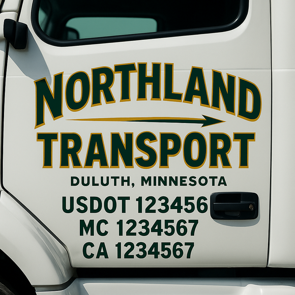 Custom Truck Door Decal Sticker Lettering Signs with US DOT, MC, CA, KYU VIN For Semi-Trucks, Work Trucks & Businesses