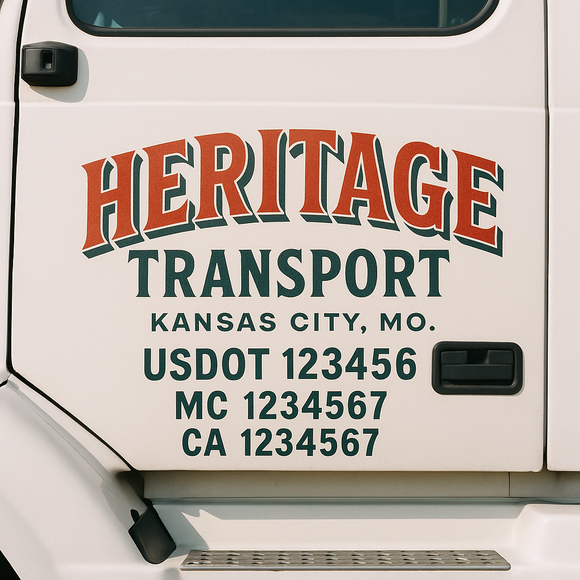 Custom Truck Door Decal Sticker Lettering Signs with US DOT, MC, CA, KYU VIN For Semi-Trucks, Work Trucks & Businesses