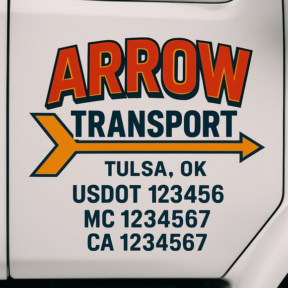 Custom Truck Door Decal Sticker Lettering Signs with US DOT, MC, CA, KYU VIN For Semi-Trucks, Work Trucks & Businesses