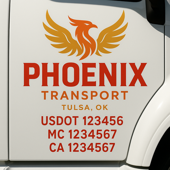 Custom Truck Door Decal Sticker Lettering Signs with US DOT, MC, CA, KYU VIN For Semi-Trucks, Work Trucks & Businesses