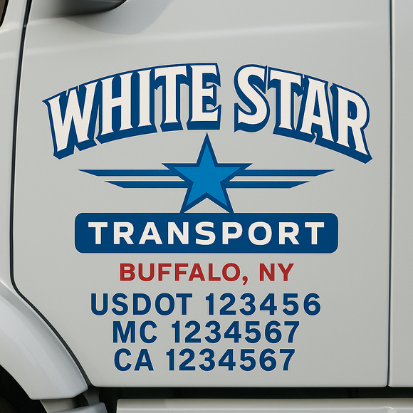 Custom Truck Door Decal Sticker Lettering Signs with US DOT, MC, CA, KYU VIN For Semi-Trucks, Work Trucks & Businesses