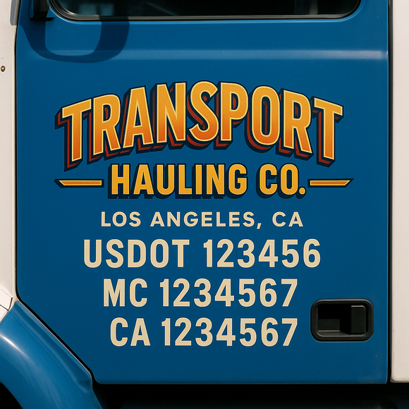 Custom Truck Door Decal Sticker Lettering Signs with US DOT, MC, CA, KYU VIN For Semi-Trucks, Work Trucks & Businesses
