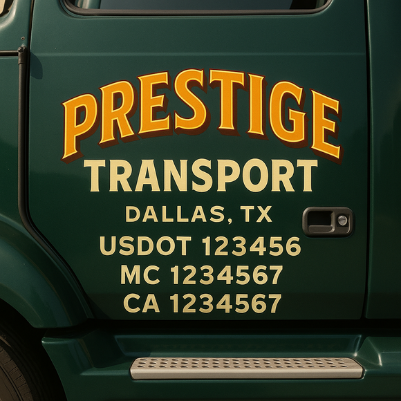 Custom Truck Door Decal Sticker Lettering Signs with US DOT, MC, CA, KYU VIN For Semi-Trucks, Work Trucks & Businesses