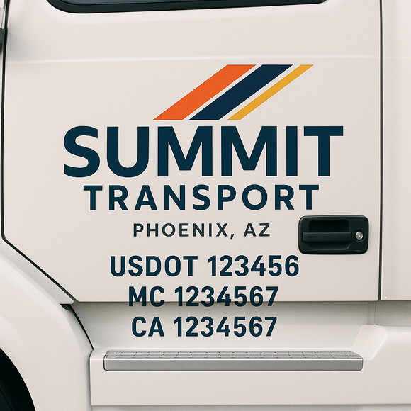 Custom Truck Door Decal Sticker Lettering Signs with US DOT, MC, CA, KYU VIN For Semi-Trucks, Work Trucks & Businesses