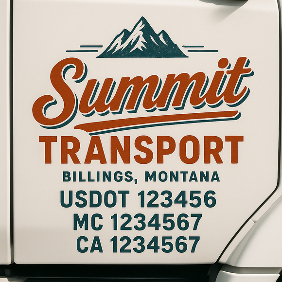 Custom Truck Door Decal Sticker Lettering Signs with US DOT, MC, CA, KYU VIN For Semi-Trucks, Work Trucks & Businesses