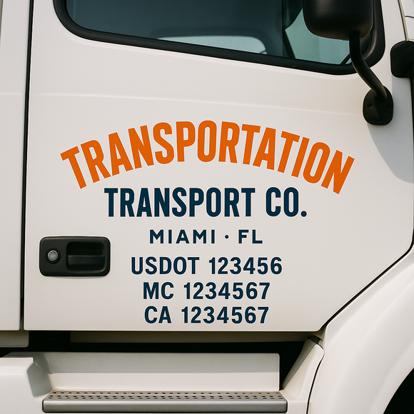 Custom Truck Door Decal Sticker Lettering Signs with US DOT, MC, CA, KYU VIN For Semi-Trucks, Work Trucks & Businesses