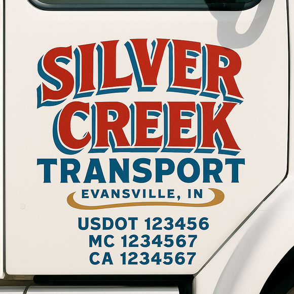 Custom Truck Door Decal Sticker Lettering Signs with US DOT, MC, CA, KYU VIN For Semi-Trucks, Work Trucks & Businesses