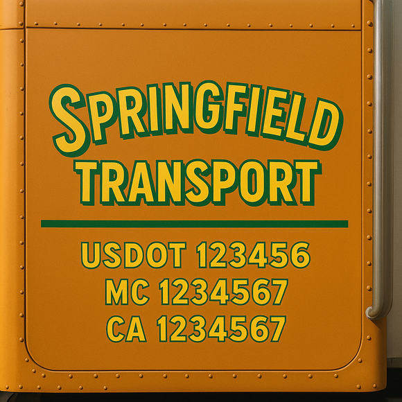 Custom Truck Door Decal Sticker Lettering Signs with US DOT, MC, CA, KYU VIN For Semi-Trucks, Work Trucks & Businesses