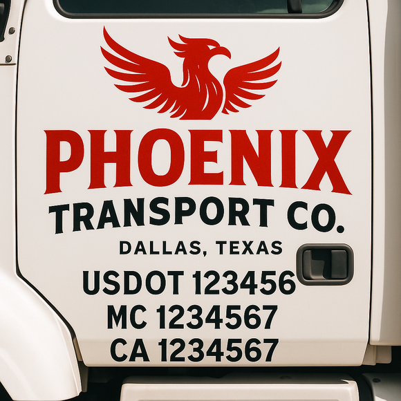 Custom Truck Door Decal Sticker Lettering Signs with US DOT, MC, CA, KYU VIN For Semi-Trucks, Work Trucks & Businesses