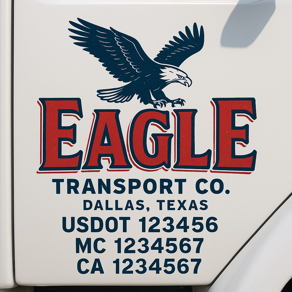 Custom Truck Door Decal Sticker Lettering Signs with US DOT, MC, CA, KYU VIN For Semi-Trucks, Work Trucks & Businesses