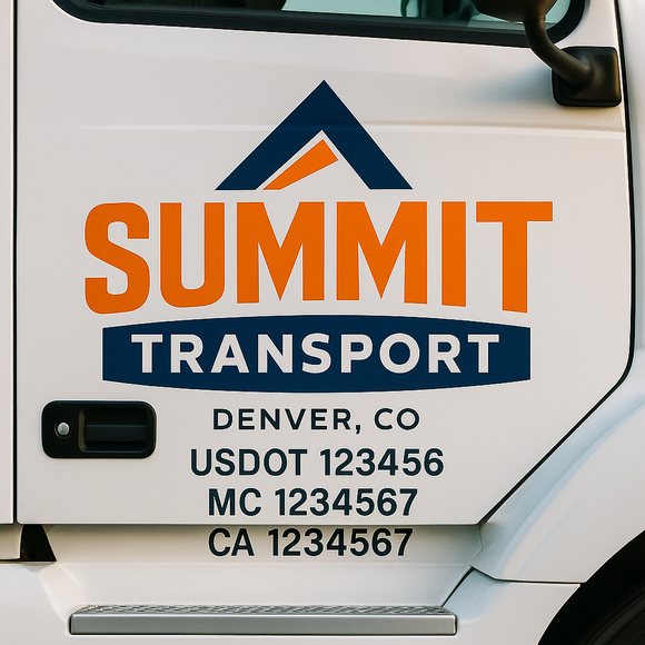 Custom Truck Door Decal Sticker Lettering Signs with US DOT, MC, CA, KYU VIN For Semi-Trucks, Work Trucks & Businesses