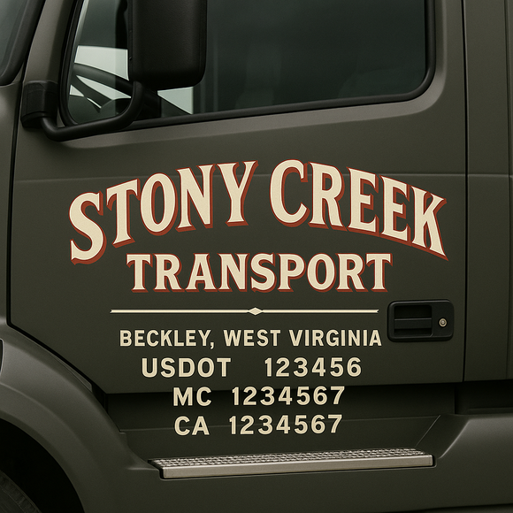 Custom Truck Door Decal Sticker Lettering Signs with US DOT, MC, CA, KYU VIN For Semi-Trucks, Work Trucks & Businesses