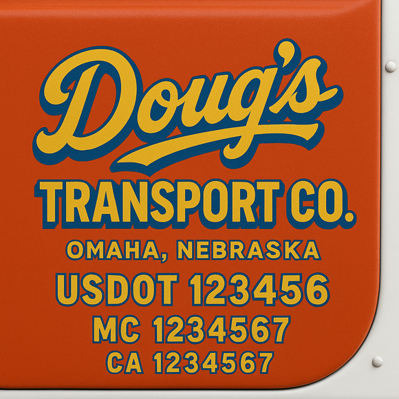 Custom Truck Door Decal Sticker Lettering Signs with US DOT, MC, CA, KYU VIN For Semi-Trucks, Work Trucks & Businesses