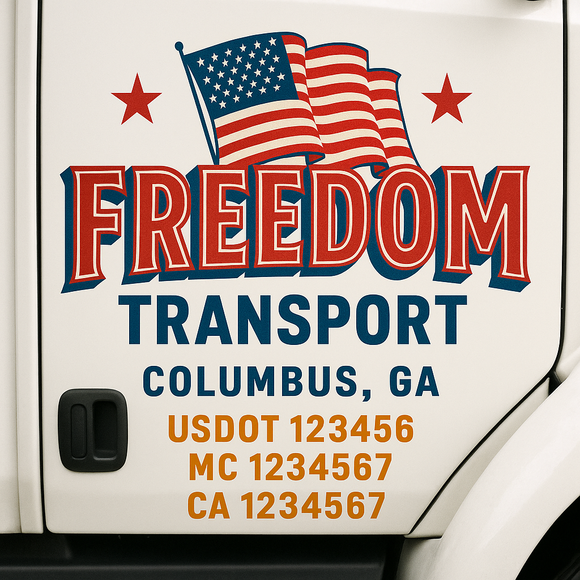 Custom Truck Door Decal Sticker Lettering Signs with US DOT, MC, CA, KYU VIN For Semi-Trucks, Work Trucks & Businesses