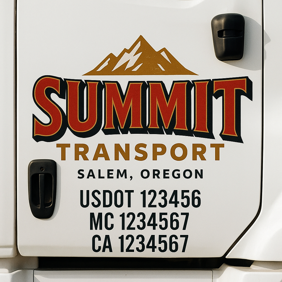 Custom Truck Door Decal Sticker Lettering Signs with US DOT, MC, CA, KYU VIN For Semi-Trucks, Work Trucks & Businesses