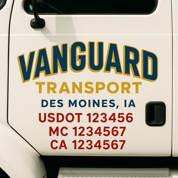 Custom Truck Door Decal Sticker Lettering Signs with US DOT, MC, CA, KYU VIN For Semi-Trucks, Work Trucks & Businesses