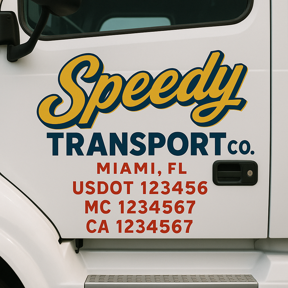 Custom Truck Door Decal Sticker Lettering Signs with US DOT, MC, CA, KYU VIN For Semi-Trucks, Work Trucks & Businesses