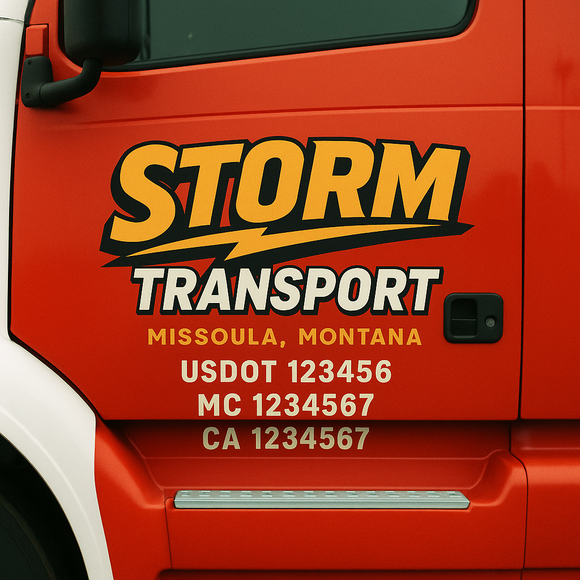 Custom Truck Door Decal Sticker Lettering Signs with US DOT, MC, CA, KYU VIN For Semi-Trucks, Work Trucks & Businesses