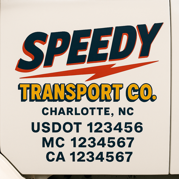 Custom Truck Door Decal Sticker Lettering Signs with US DOT, MC, CA, KYU VIN For Semi-Trucks, Work Trucks & Businesses