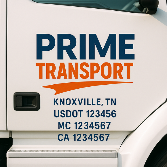 Custom Truck Door Decal Sticker Lettering Signs with US DOT, MC, CA, KYU VIN For Semi-Trucks, Work Trucks & Businesses