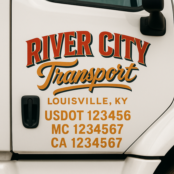 Custom Truck Door Decal Sticker Lettering Signs with US DOT, MC, CA, KYU VIN For Semi-Trucks, Work Trucks & Businesses